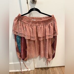 Misa Los Angeles Pink Floral Off-Shoulder Blouse